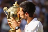 Djokovic with Wimbledon 2018 trophy